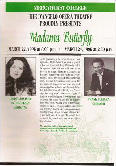 Program from Madama Butterfly at Mercyhurst